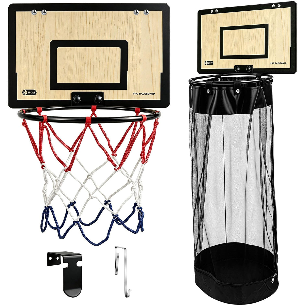 Wooden Basketball Laundry Hamper, OvertheDoor Hoop Laundry Basket