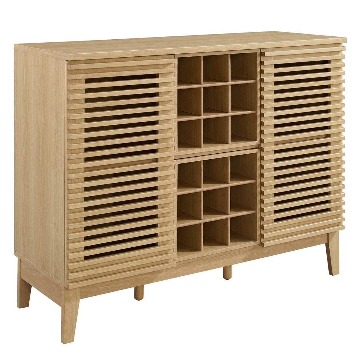 Modway Render Mid-Century Modern Wine Bar Cabinet In Oak, 17 X 46 X 37