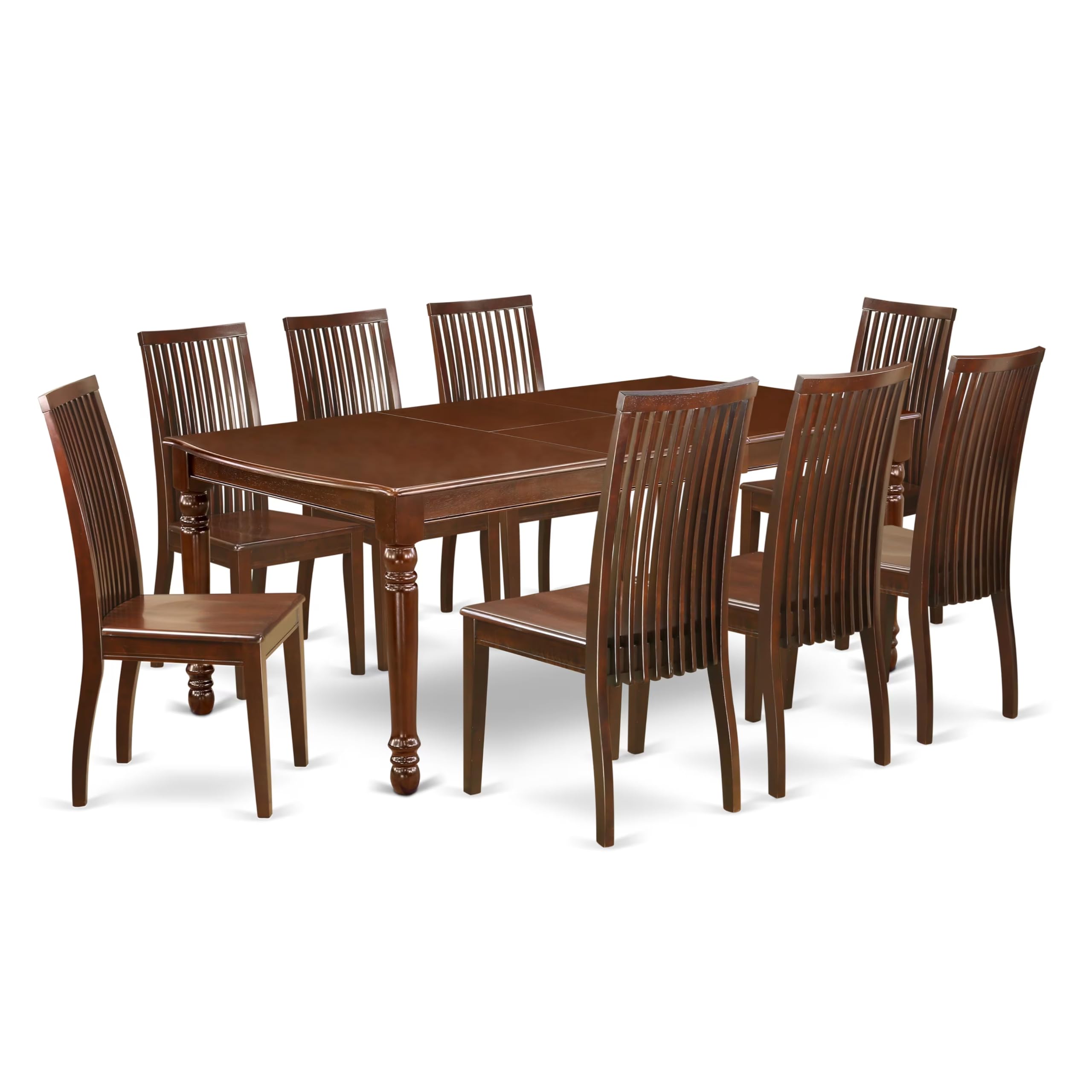 East West Furniture Doip9-Mah-W 9 Piece Dining Room Furniture Set Includes A Rectangle Wooden Table With Butterfly Leaf And 8 Kitchen Dining Chairs, 42X78 Inch, Mahogany