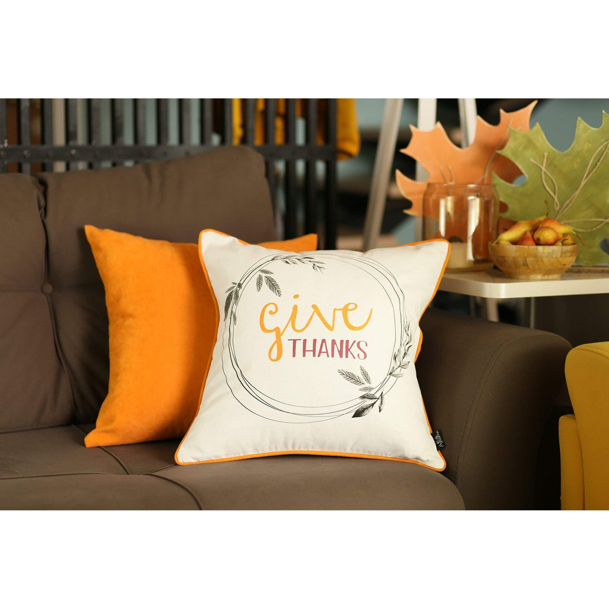 HomeRoots Set of 4 18' Thanksgiving Pie Throw Pillow Cover in Muliticolor