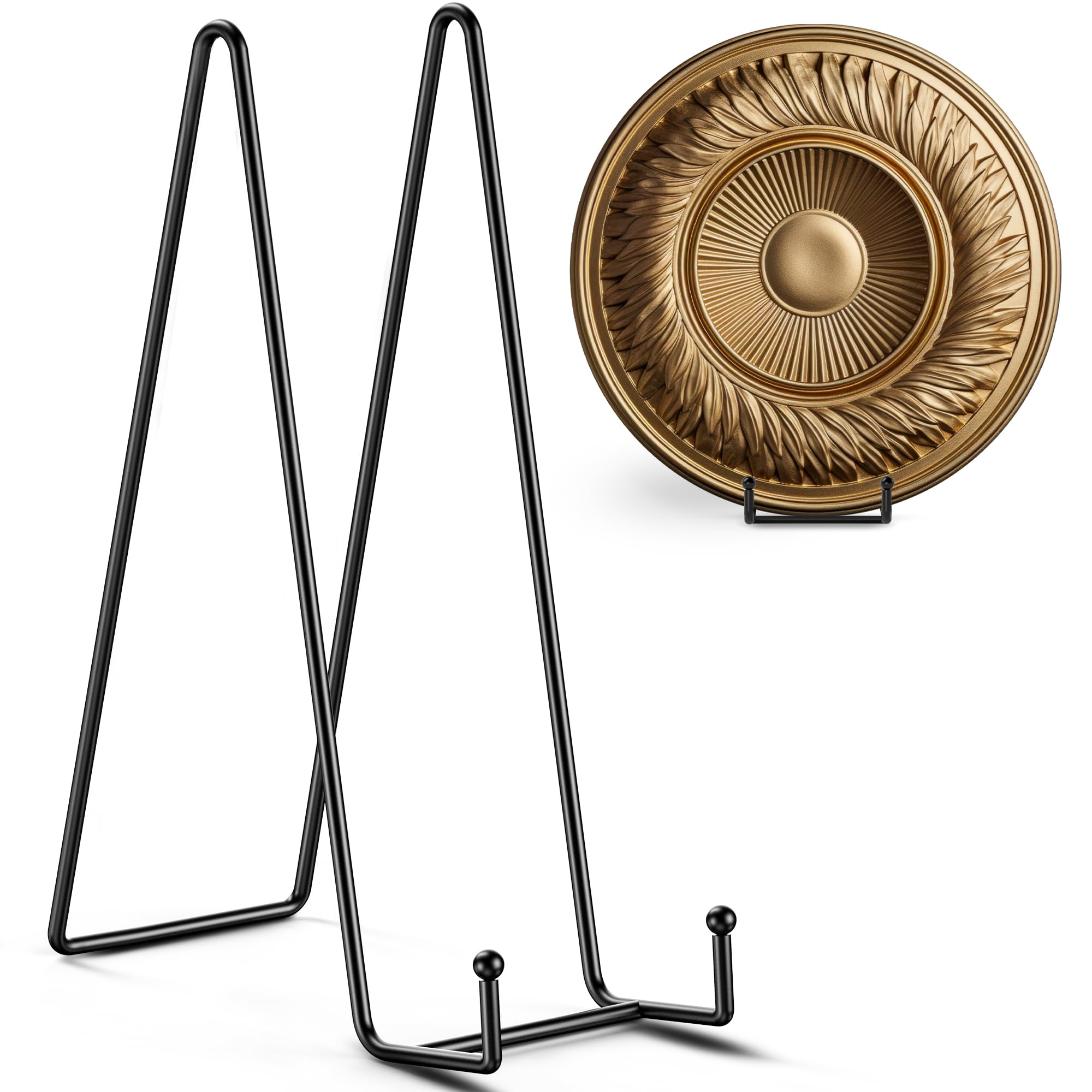 TR-LIFE 12 Inch Plate Stands for Large Heavy Duty Display - Metal Picture Frame Holder Stand + Table Top Easels for Decorative P