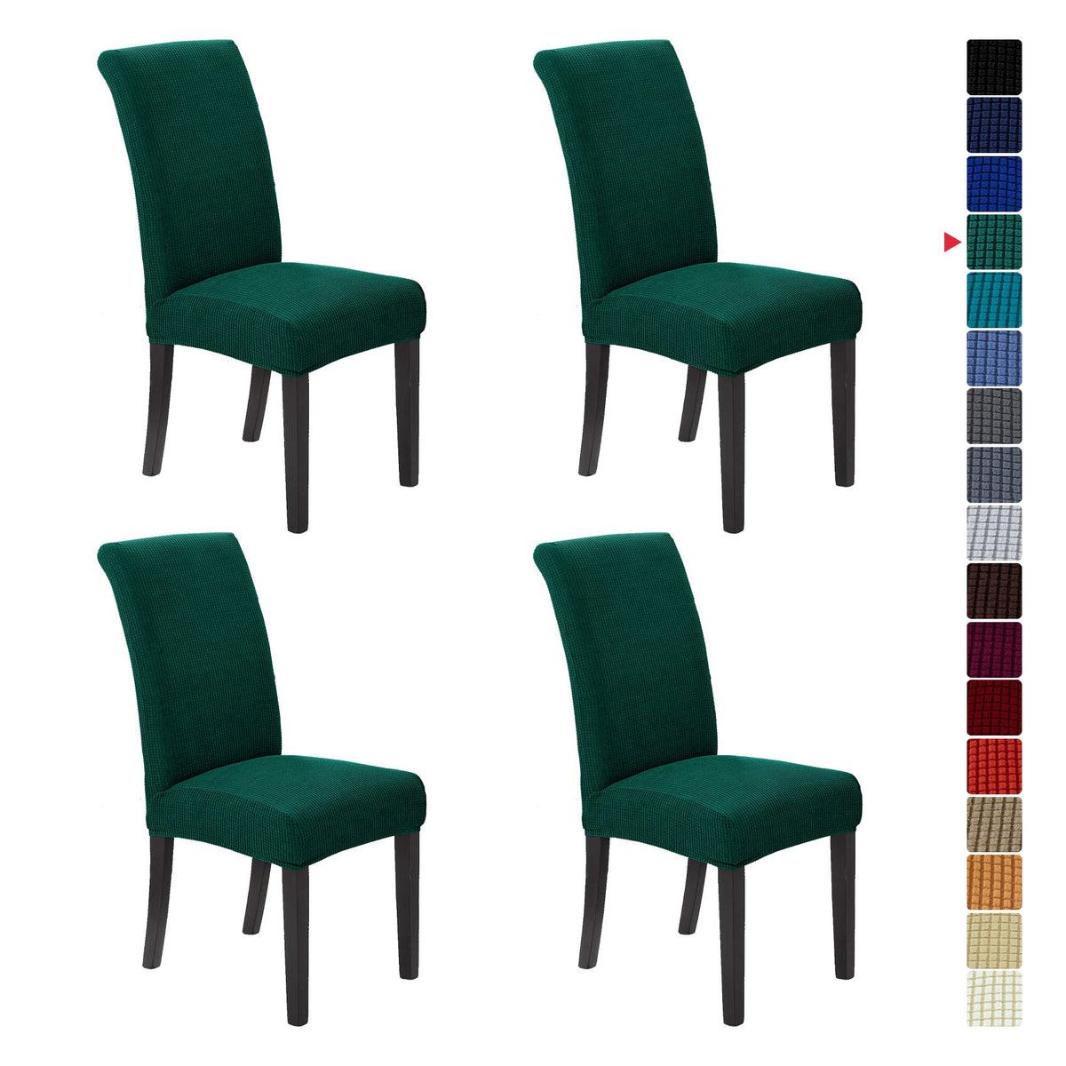 Howhic Chair Covers For Dining Room Set Of 4, Stretchy Dining Chair Covers, Textured Jacquard Kitchen Chair Slipcovers, Classy D