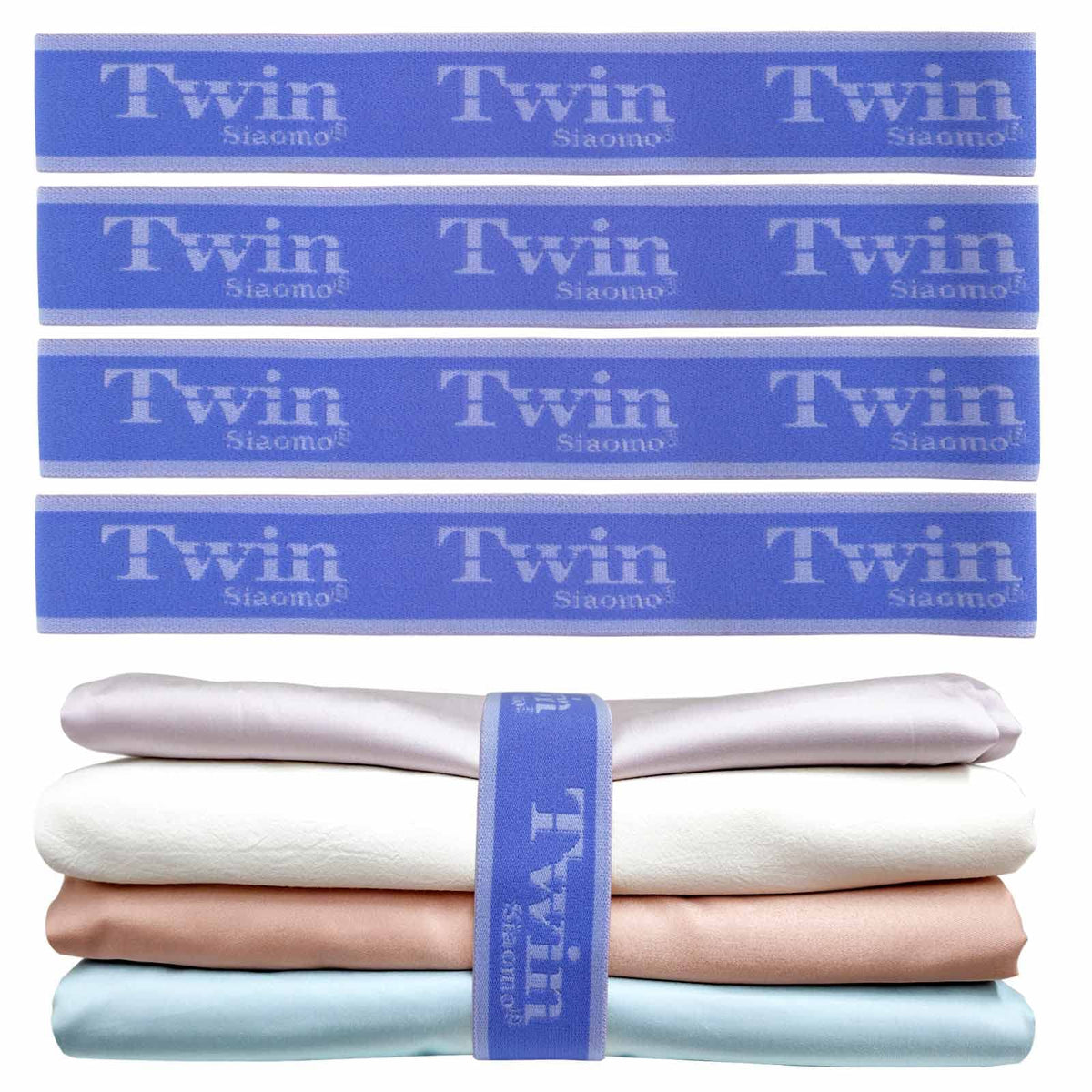 Siaomo Bed Sheet Organizer Bands, Sheet Set Storage Label Bands, Elastic Bedding Sheet Size Marking Label Bands Straps Wraps For