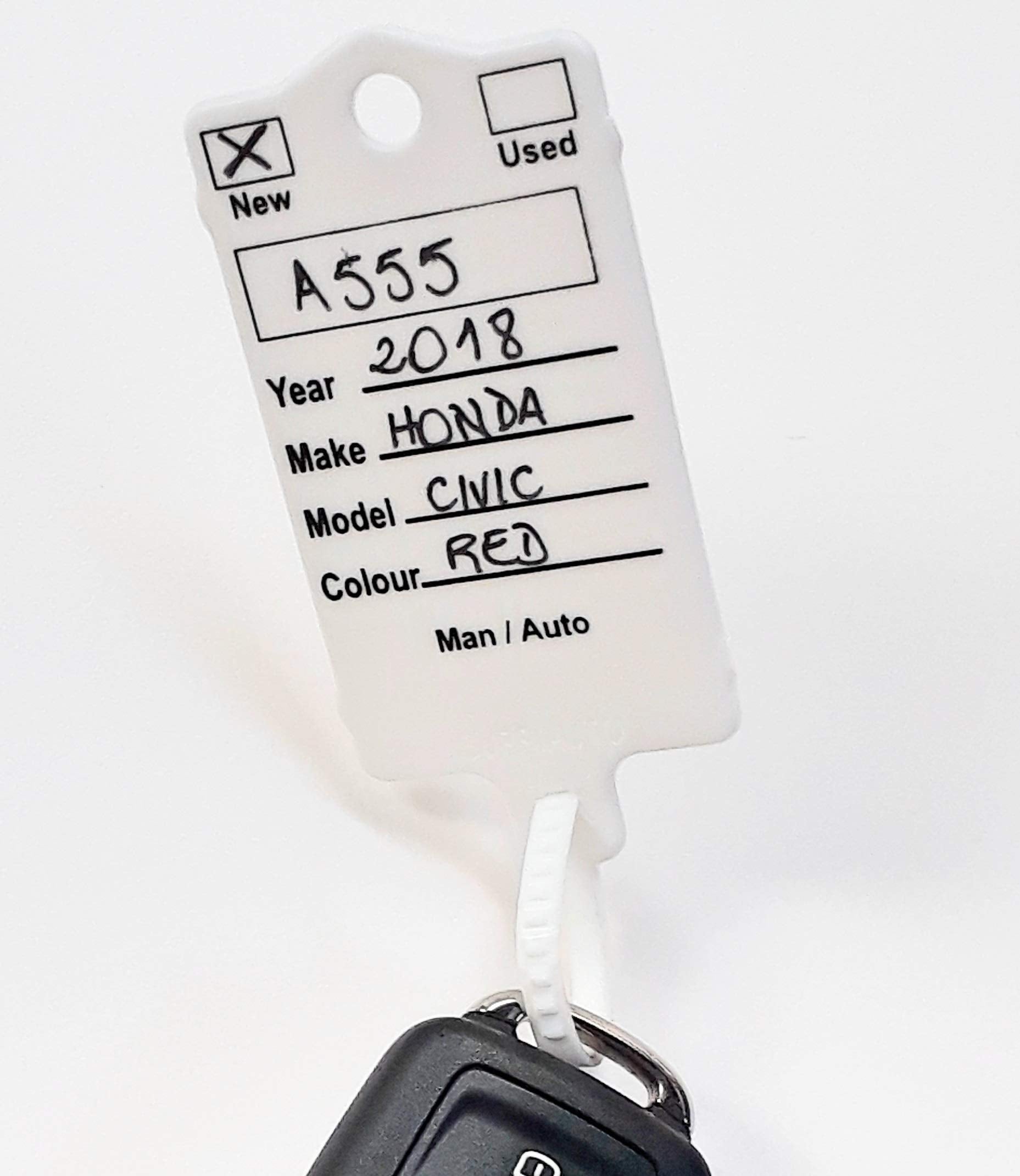 Car Key Tags For Dealerships - White Self Locking Auto Car Key Tags Made Of Waterproof Plastic | Box Of 200 Auto Tags | No Foldi