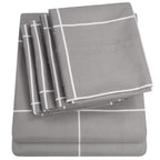 Full Size Bed Sheets - 6 Piece 1500 Supreme Collection Fine Brushed Microfiber Deep Pocket Full Sheet Set Bedding - 2 Extra Pillow Cases, Great Value, Full, Window Pane Gray