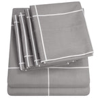 King Size Bed Sheets - 6 Piece 1500 Supreme Collection Fine Brushed Microfiber Deep Pocket King Sheet Set Bedding - 2 Extra Pillow Cases, Great Value, King, Window Pane Gray