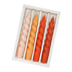 4 PCS Gradient Color Tapered Candles Unscented Spiral Candlesticks 7.5 inch Orange Twisted Candles for Christmas Halloween Weddi
