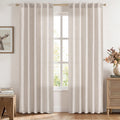 MIULEE Faux Linen Curtains 84 Inch Length 2 Panels Natural Beige Semi Sheer Curtain with Back Tab Rod Pocket, Light Filtering Wi