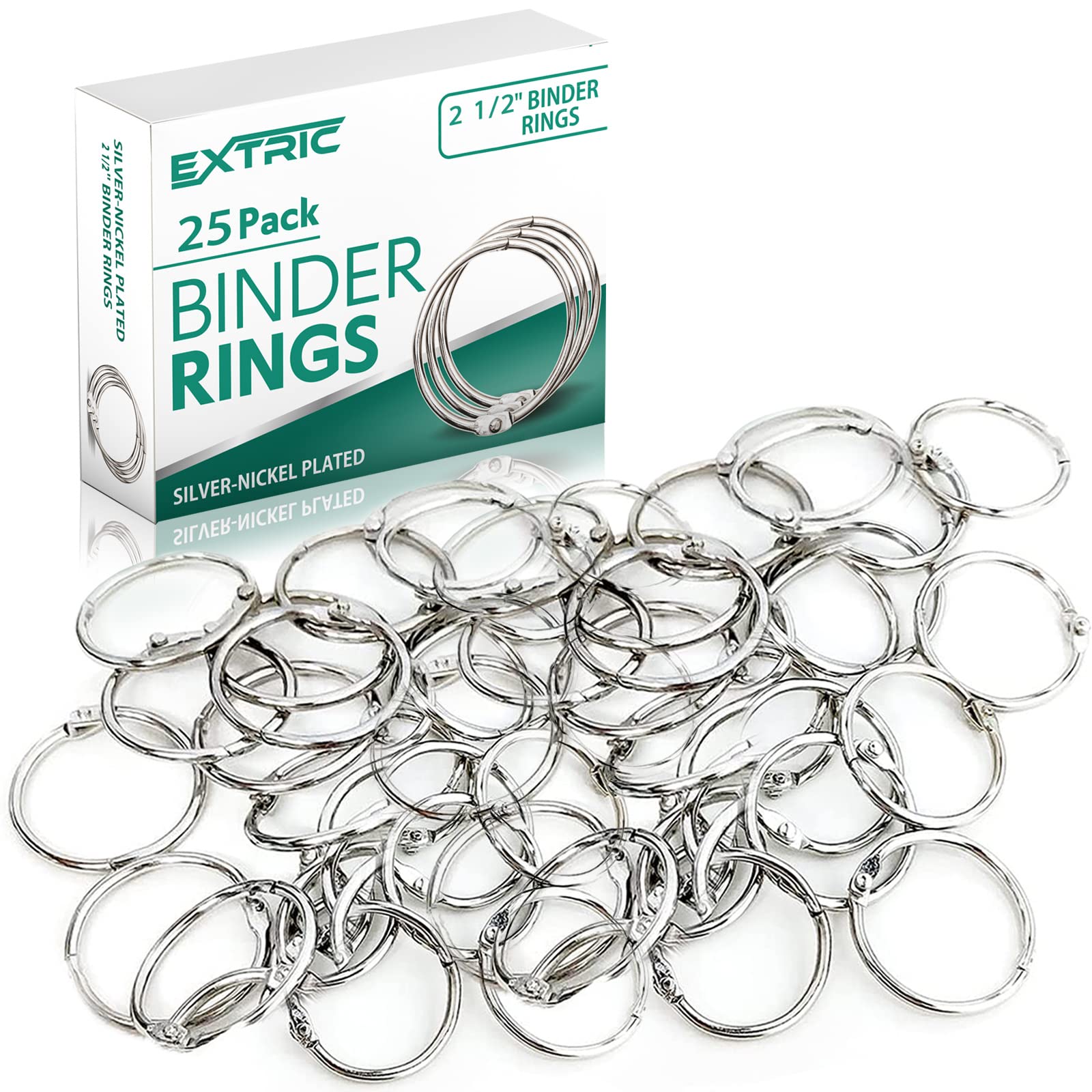 Binder Rings, 2 1/2 Inch - 25 Pack Metal Rings, Heavy Duty Steel Book Rings - Use For Paper Rings, Key Rings, Binder Ring, Metal