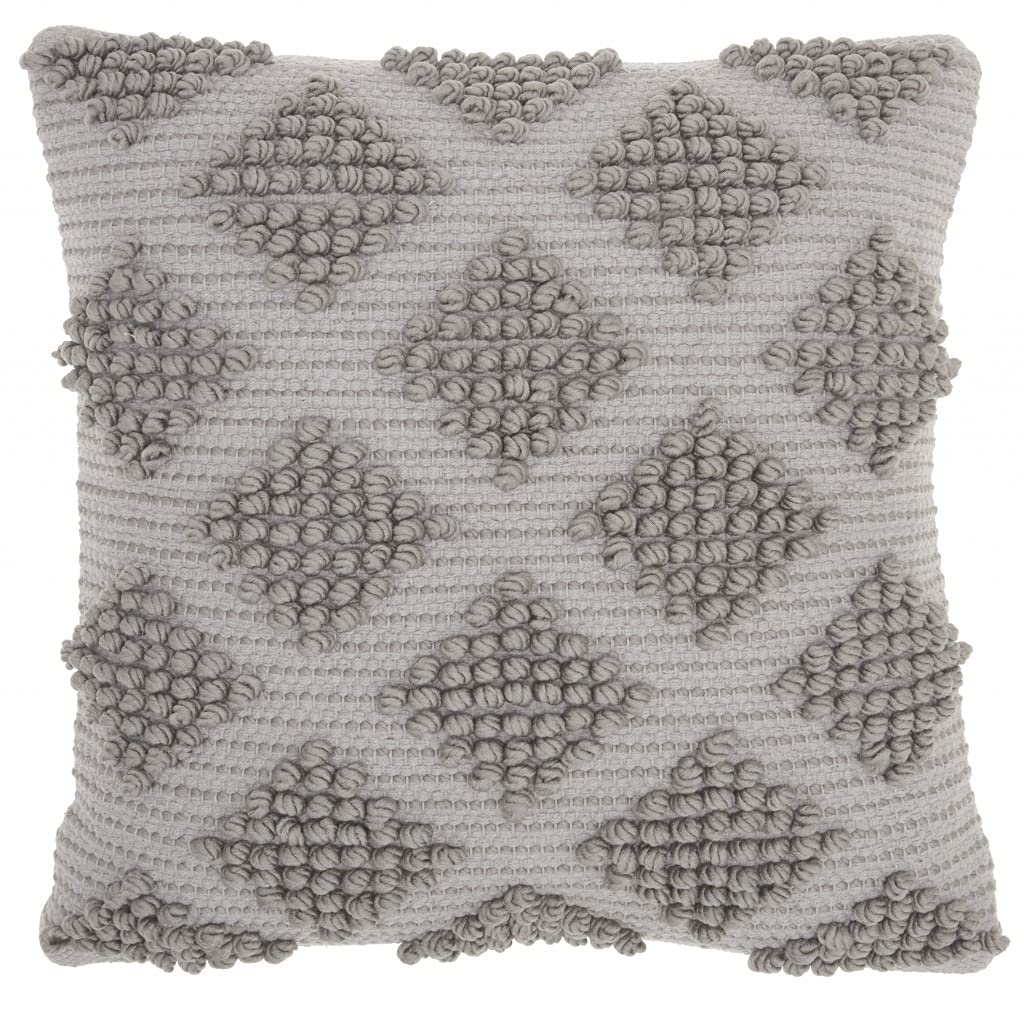 HomeRoots Lt Grey 60% Cotton 40% Micropolyester Light Gray Textured Diamonds Throw Pillow