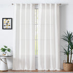 Jinchan White Curtains For Living Room Bedroom Linen Textured Curtains 84 Inches Long Farmhouse Curtains Casual Weave Back Tab D