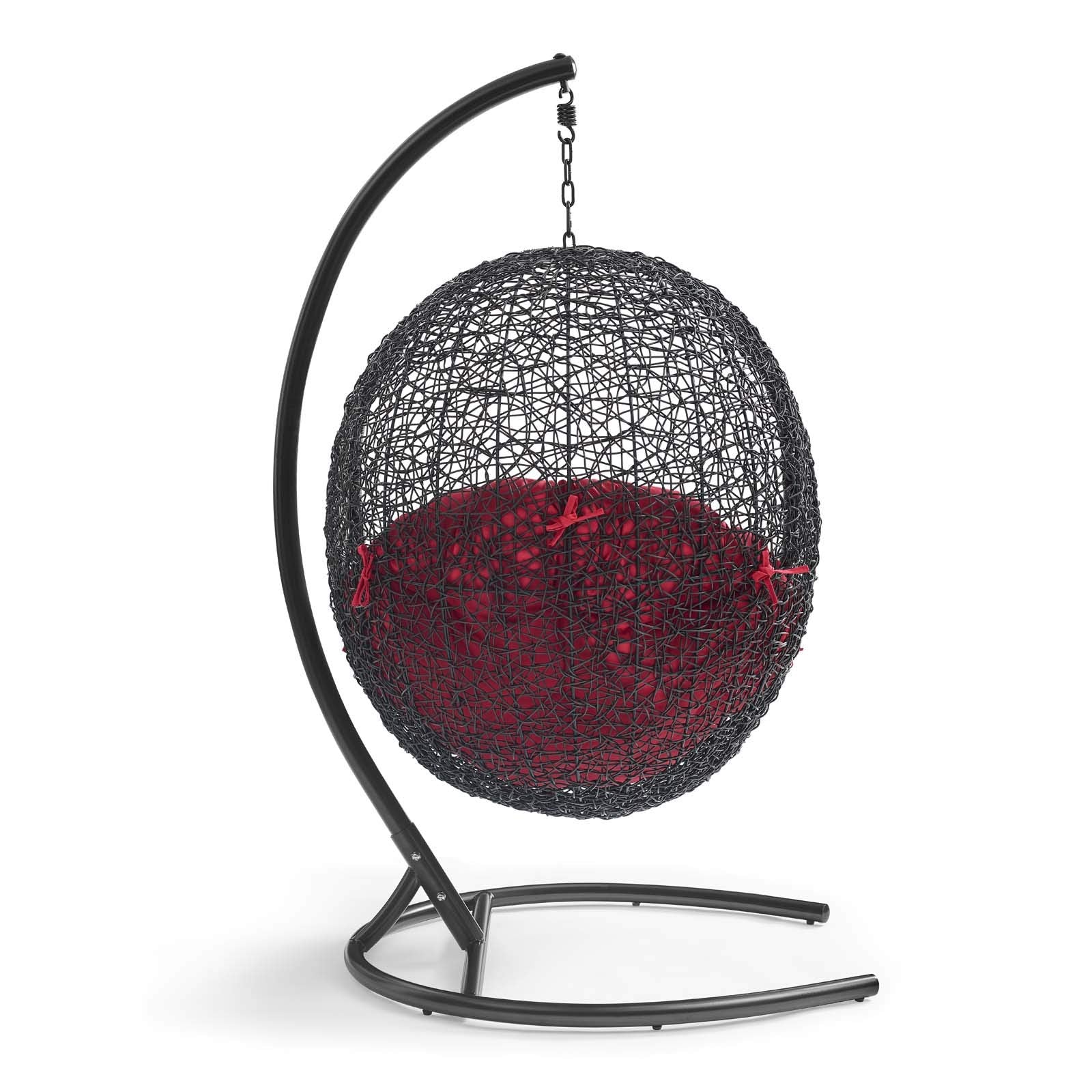 Modway Eei-739-Red-Set Encase Swing Outdoor Patio Lounge Chair, With Stand, Red