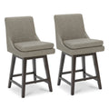 Chita Counter Height Swivel Barstool With Back Set Of 2, Fsc Certified Upholstered Faux Leather Swivel Bar Stool, 26.8' H Seat Height, Pu Leather In Stone Gray