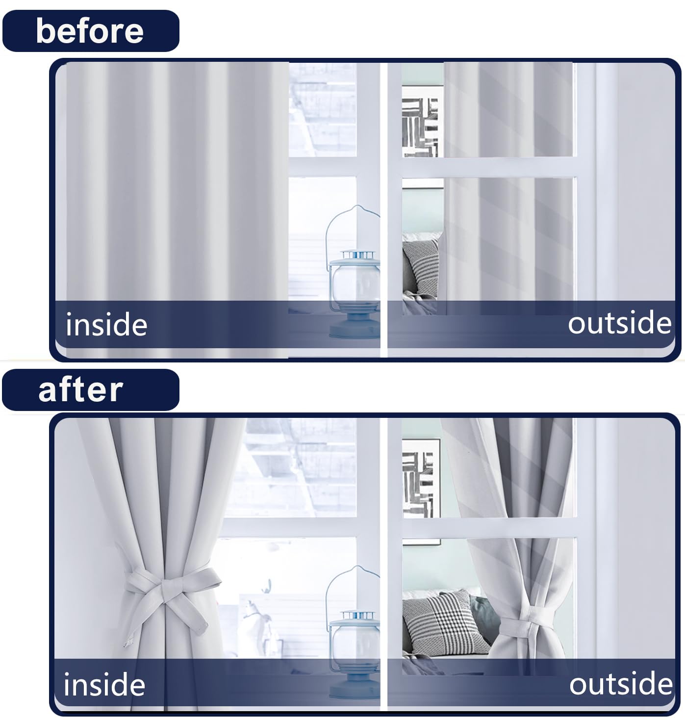 Hiasan Room Darkening Curtains 54 Inches Long, Light Blocking Thermal Insulated Rod Pocket & Back Tab Drapes Sewn With Tiebacks