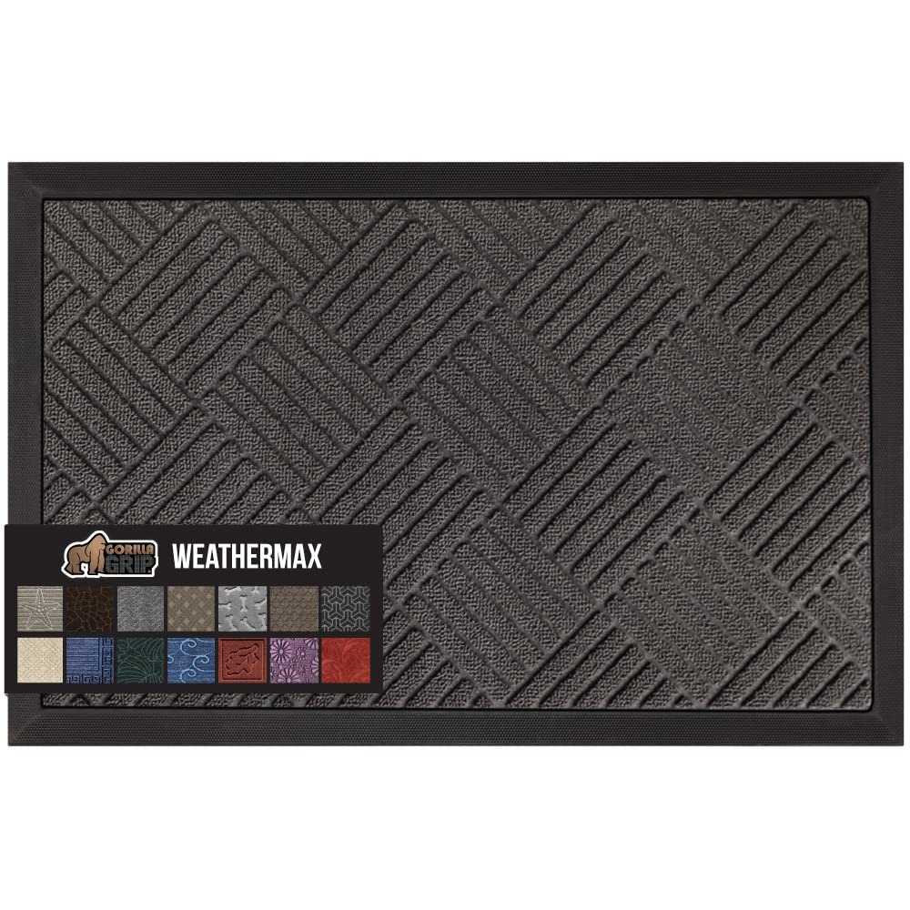 Gorilla Grip Waterproof All-Season Weathermax Doormat, Durable Natural Rubber, Stain And Fade Resistant, Low Profile, Indoor Out