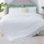 Litanika White Queen Comforter Set – 3-Piece Ruffle Shabby Chic Bedding