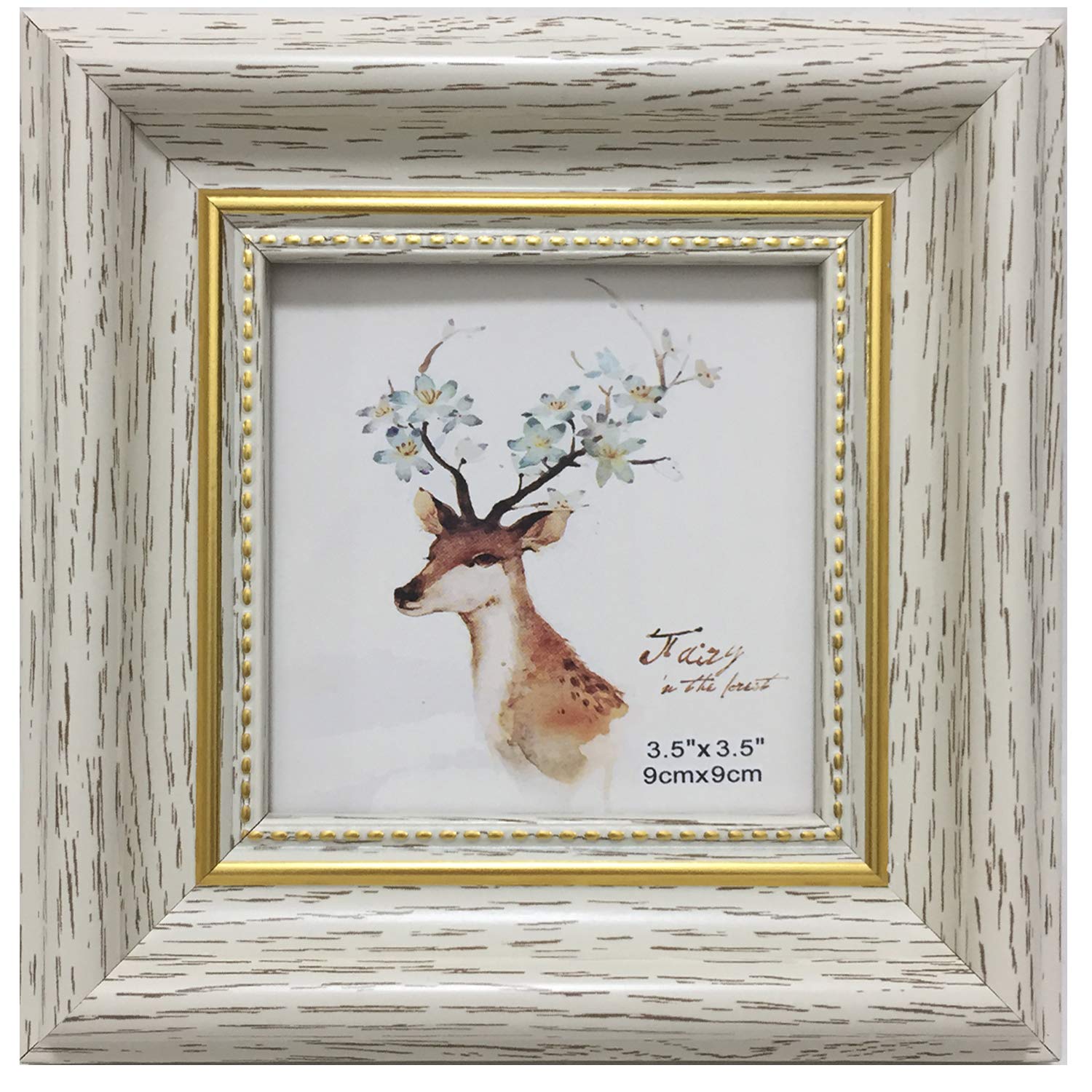 3.5x3.5 Picture Frame White (Cream Color) Square Photo Frame Desktop Display Mount on the wall. The front opening size 2.9x2.9. 