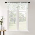 Mrtrees Sheer Voile Curtain Valances, Leaves Embroidered Valance Curtains Rod Pocket, Small Sheer Window Curtains Treatment For