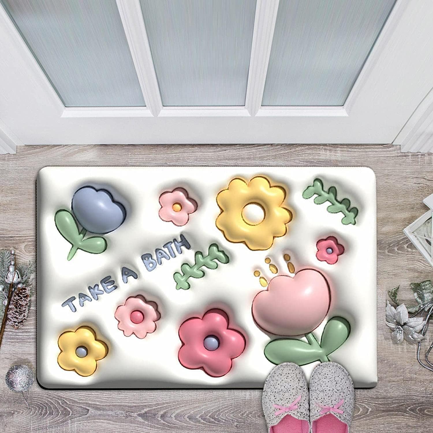 7Seas Anti Skid Water Soaking Mat 3D Mat/AntiSlip Quick Drying Absorbent Sink Floor Rug / 3D Visual Bathtub Mats