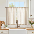 jinchan Kitchen Curtains Linen Tier Curtains 36 Inch Farmhouse Cafe Drapes for Small Window Flax Country Rustic Rod Pocket Bathr