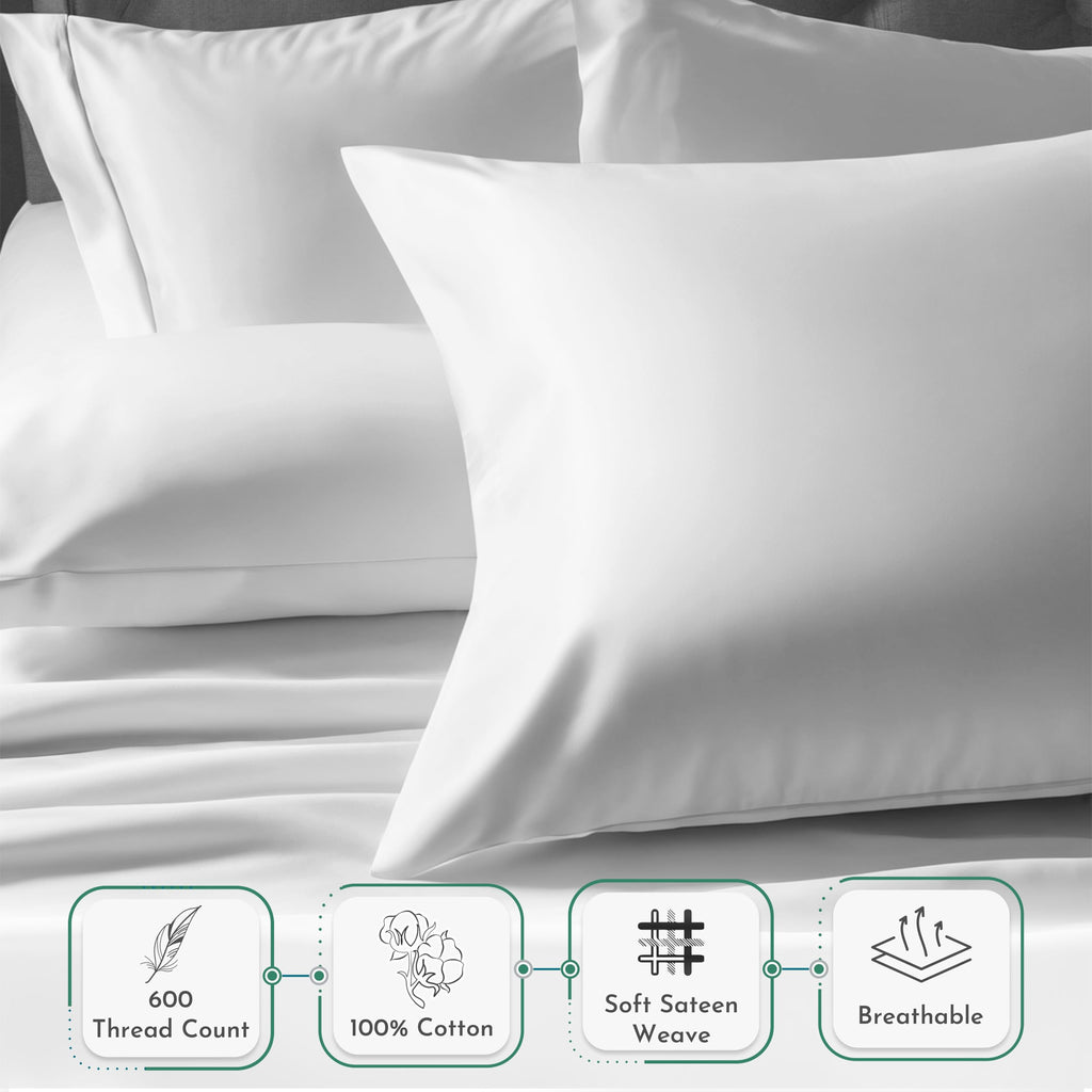 California Design Den Luxuriously Soft Hotel Quality 600 Thread Count, 100% Cotton Set Of 2 Cases, Crisp & Cool Bed Pillow Covers Standard Size Fits Standard & Queen Pillows (Sage Green)