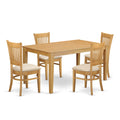 East West Furniture CAVA5-OAK-C 5 Piece Dining Set Includes a Rectangle Solid Wood Table and 4 Linen Fabric Kitchen Room Chairs, 36x60 Inch, Oak
