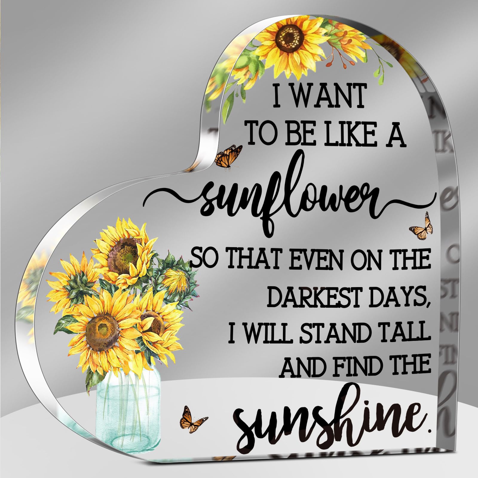 Yulejo Friendship Gift for Women Acrylic Inspirational Gift Office Desk Decor Quotes Keepsake Sunflower Decor for Friend Birthda