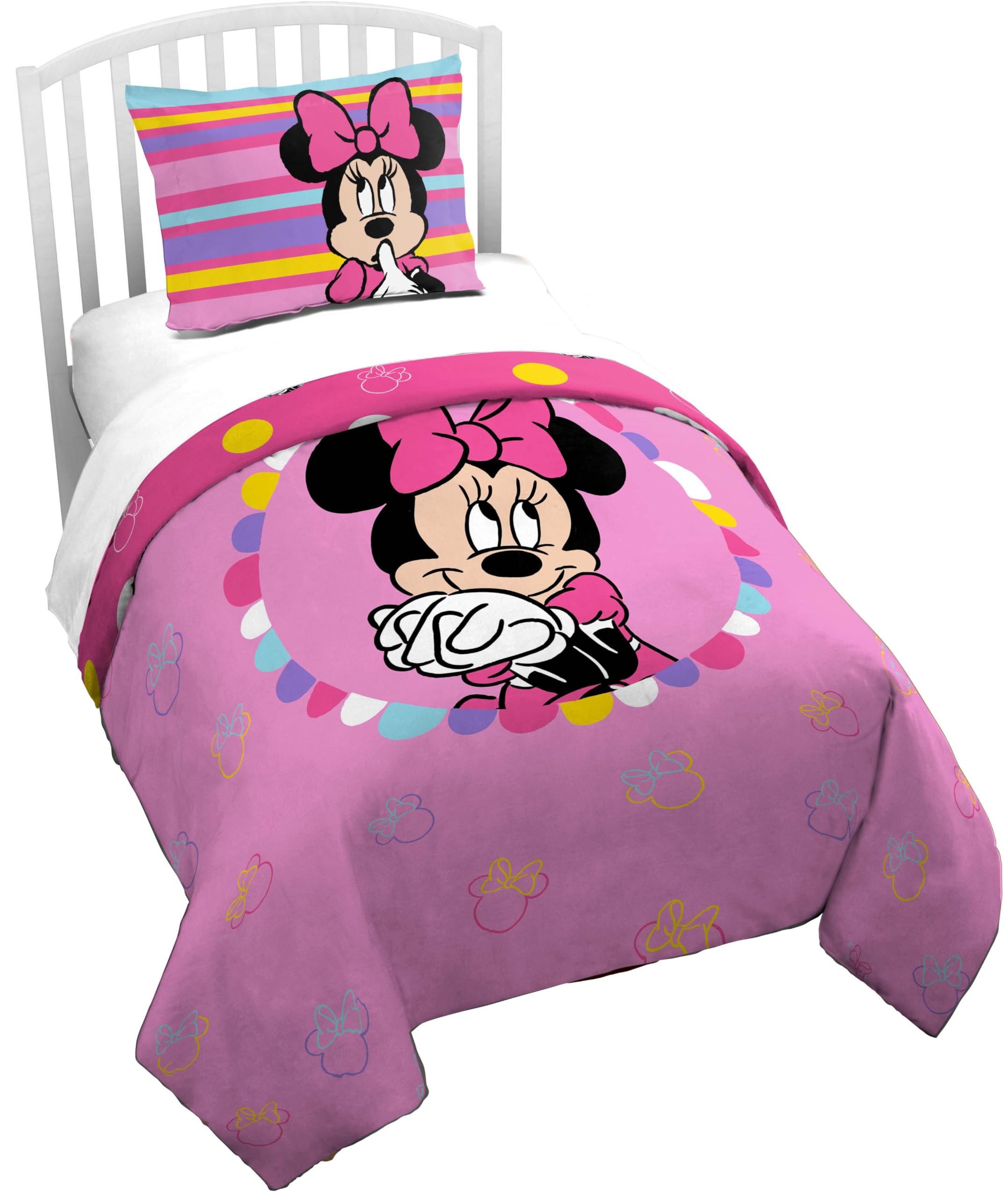 Jay Franco Duvet Cover Set - 2 Piece Comforter Cover And Sham Set, Super Soft Cozy Kids Bedding (Insert Not Included) Pink- Minn