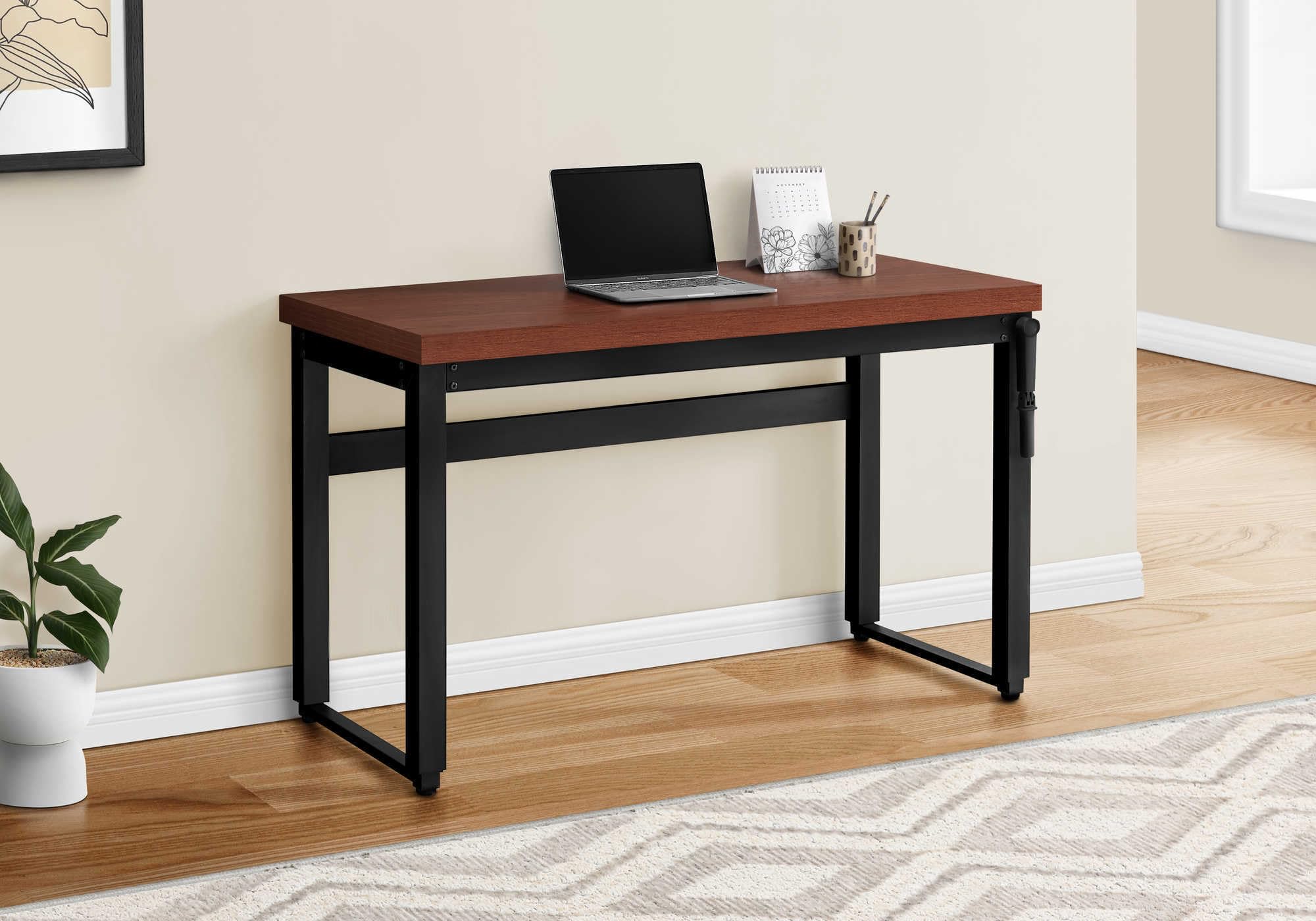 Monarch specialties I 7676 Computer Desk, Home Office, Standing, Adjustable, 48' L, Work, Laptop, Metal, Laminate, Brown, Black, Contemporary, Modern
