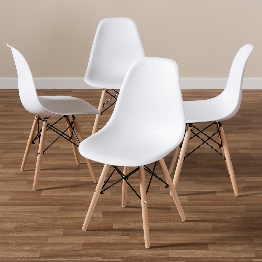 Baxton Studio Sydnea Mid-Century Acrylic Dining Chair, White, 4/Pack (146-4P-8791-HiT)