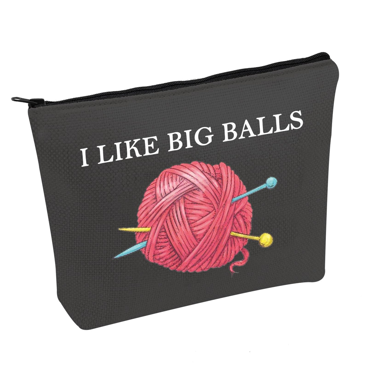 JXGZSO Crochet supplies Bag Knitting Project Bag I Like Big Balls Make Up Bag Funny Knitting Gift For Knitter (i like big balls 