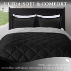 Downluxe Full Size Comforter Set - Black And Grey Full Comforter - Soft Bedding Sets For All Seasons -3- Piece Comforter Set Full With 2 Reversible Pillow Shams