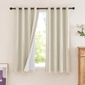 NICETOWN 100% Blackout Linen Curtains 63 inches Long, Bronze Grommet Thick Faux Linen 2 Layers with White Liner Vintage Window T