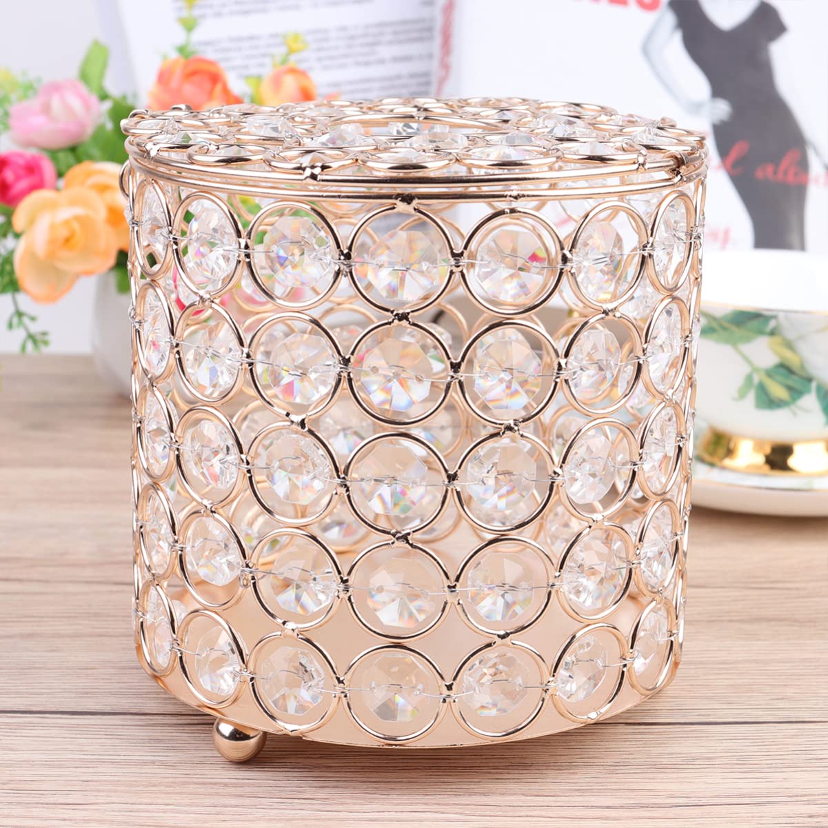 Topbathy Crystal Tissue Box Cover Toilet Paper Roll Cover Tissue Paper Roll Holder For Bathroom Kitchen Home Living Room Car Gol