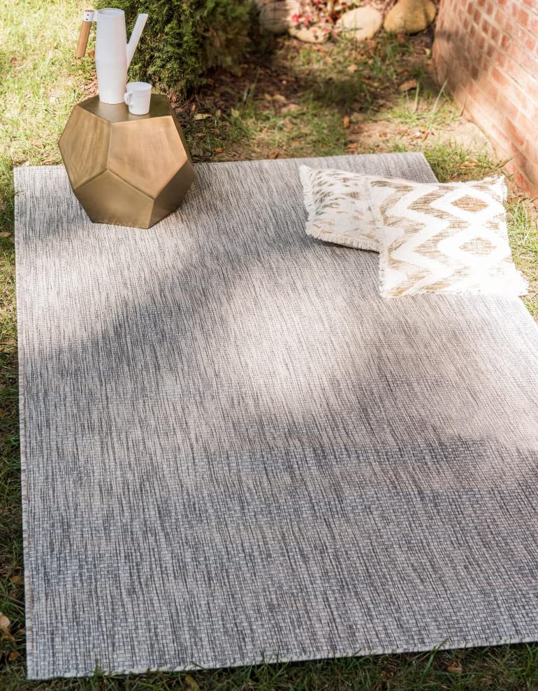 Unique Loom Collection Casual Transitional Solid Heathered Indoor/Outdoor Flatweave Area Rug (3' 3'' X 5' 3'' Rectangle, Light G