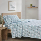 Comfort Spaces Cotton Flannel Breathable Warm Deep Pocket Sheets With Pillow Case Bedding, Twin, Blue Polar Bears 3 Piece
