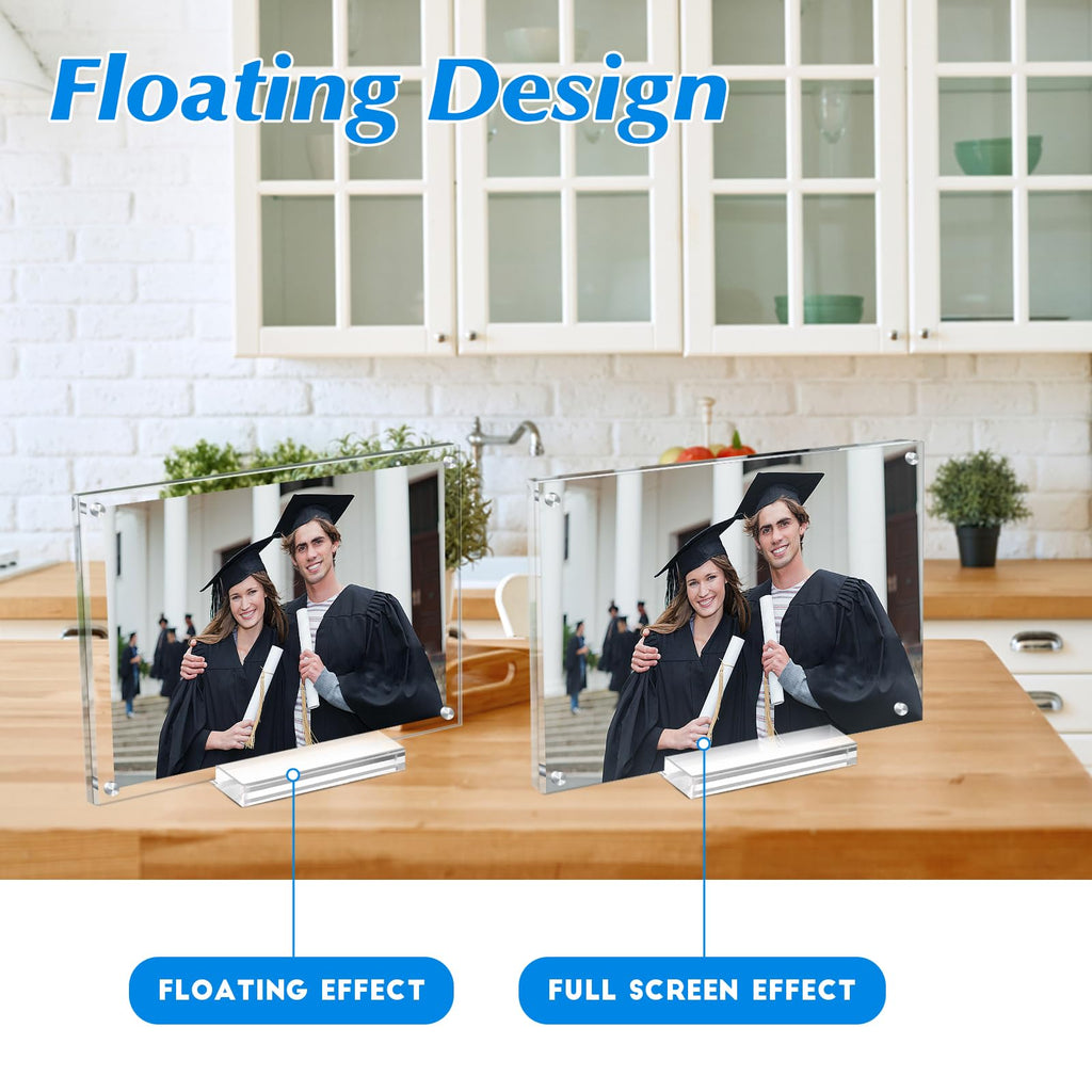 Juoifip Acrylic Picture Frame 4X6 Inch 5 Pack,Clear Magnetic Photo Frames,Double Side Freestanding Pic Frame For Desktop Display