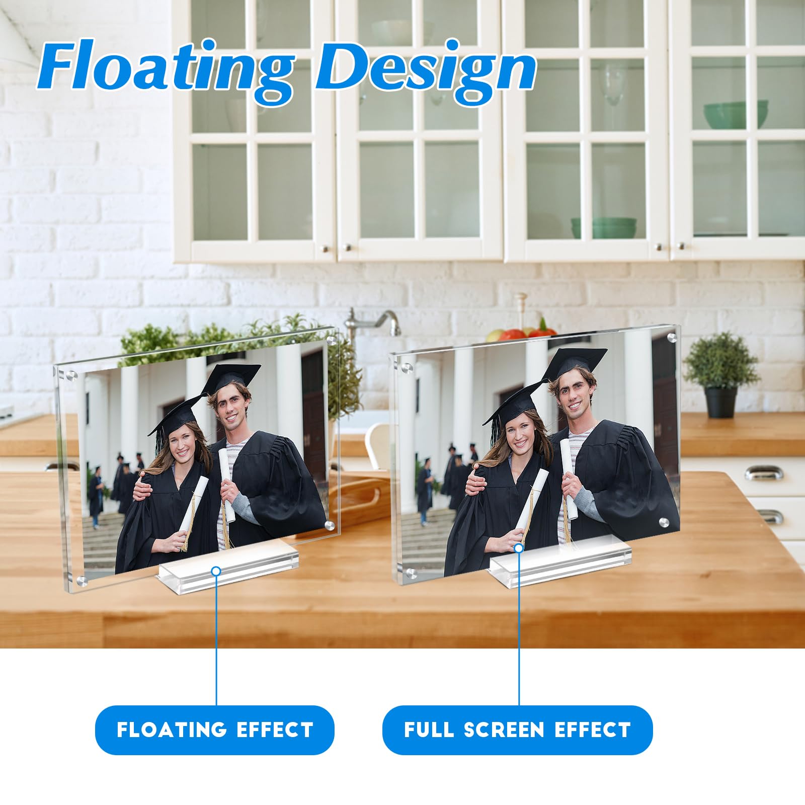 Juoifip Acrylic Picture Frame 4X6 Inch 5 Pack,Clear Magnetic Photo Frames,Double Side Freestanding Pic Frame For Desktop Display