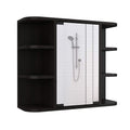 Roma Mirrored Medicine Cabinet with Six External Shelves and Three Interior Shelves, 19" H, Black, Bathroom