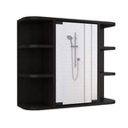 Roma Mirrored Medicine Cabinet with Six External Shelves and Three Interior Shelves, 19" H, Black, Bathroom