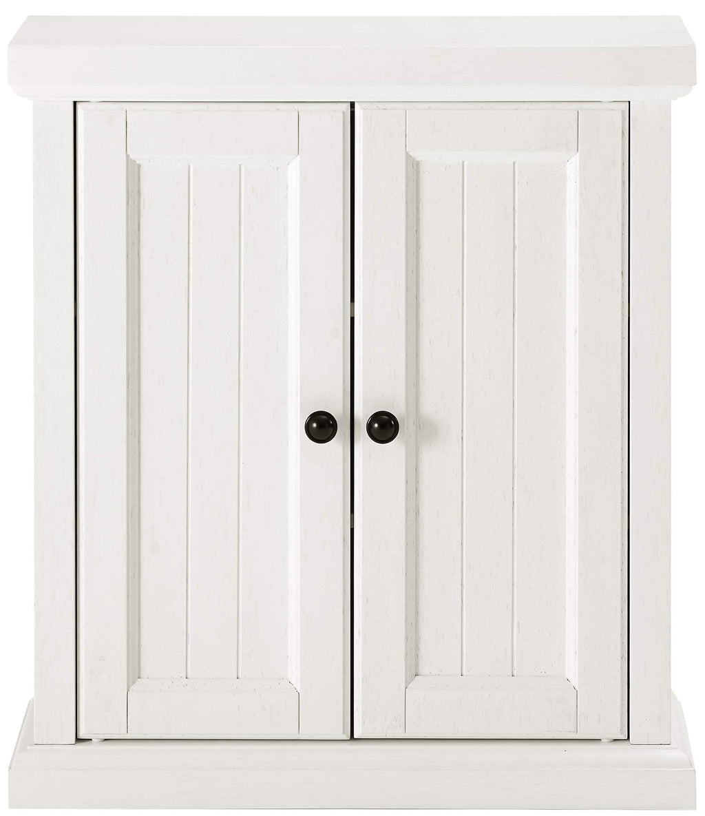 Crosley Furniture Seaside Wall Mounted Bathroom Storage Medicine Cabinet with Shelves, Distressed White