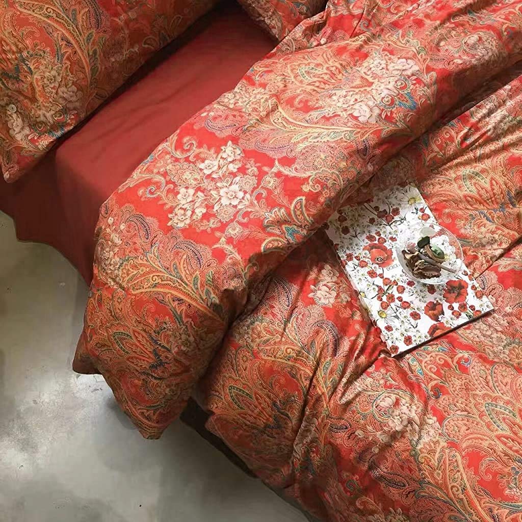 Eikei Boho Paisley Print Luxury Duvet Quilt Cover And Shams 3Pc Bedding Set Bohemian Damask Medallion 350Tc Egyptian Cotton Sate