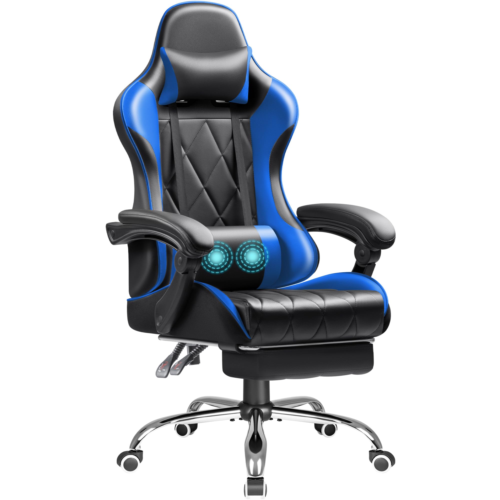 Shahoo Gaming Chair with Footrest and Massage Lumbar Support, Computer Game Chairs Ergonomic Office Seat Height Adjustable with 
