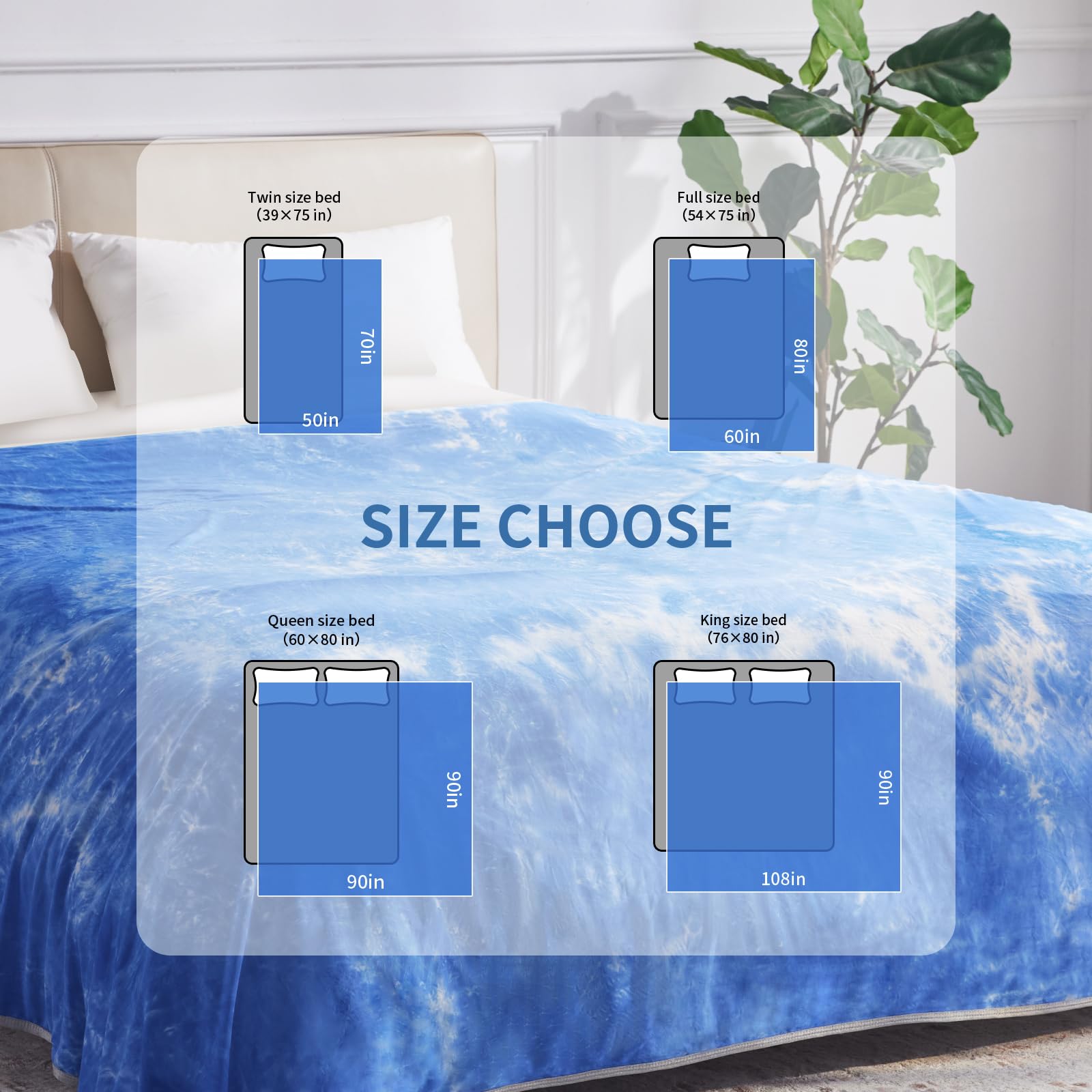 Guohaoi Cooling Blanket (90''X90''Queen Size) For Hot Sleepers And Night Sweats,Decortive Tie Dye,Arc-Chill Q-Max >0.5Cool Fiber
