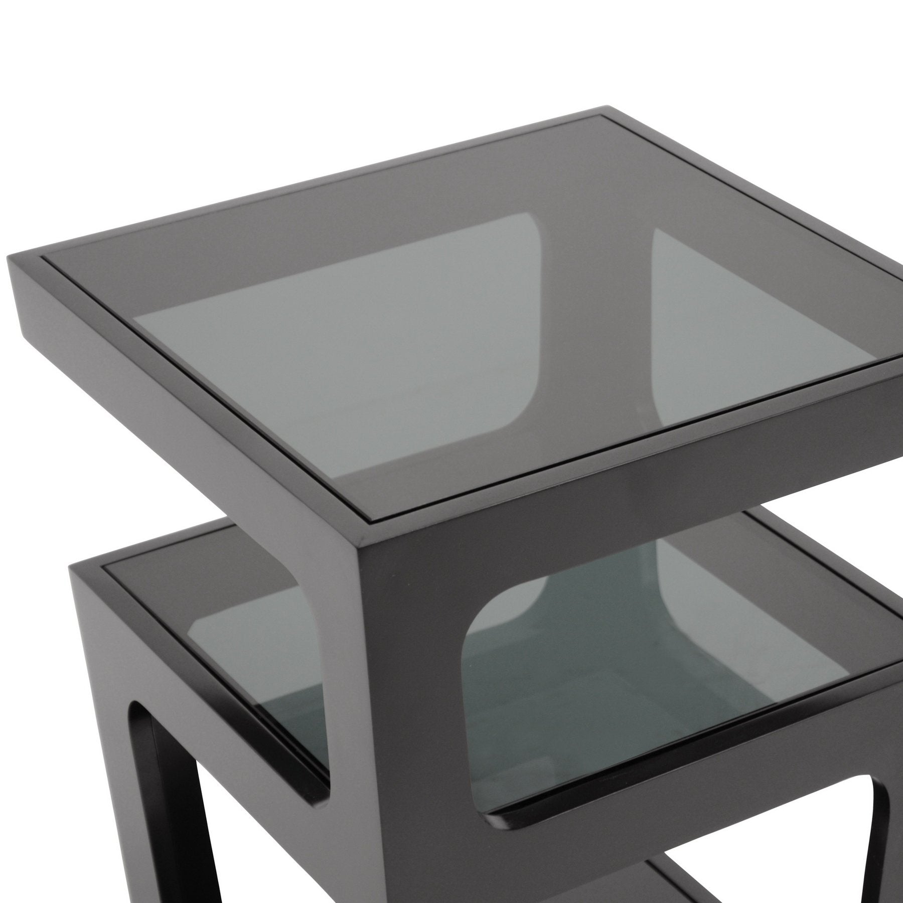 Baxton Studio Clara Modern End Table with 3-Tiered Glass Shelves, Black