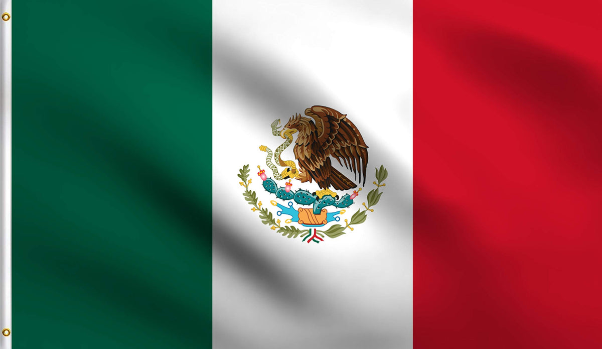 Dmse Mexico Mexican Mx Pride Flag 4X6 Ft Foot 100% Polyester 100D Flag Uv Resistant (4' X 6' Ft Foot)