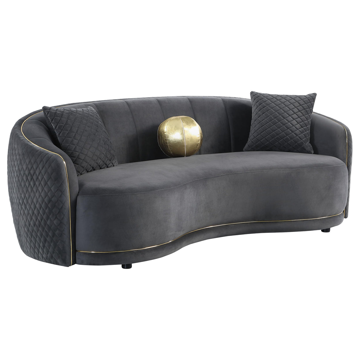 Coaster Home Furnishings Brookside Velvet Upholstered Curved Sofa Dark Grey