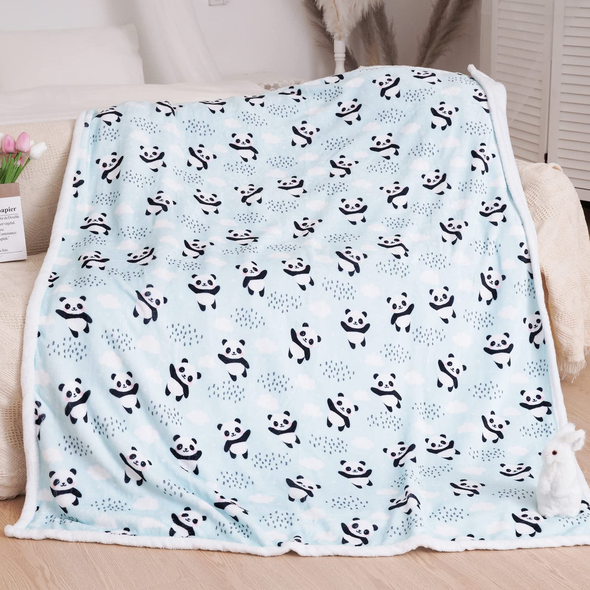 Blytheyes Panda Blanket Throw Blanket Flannel Blanket Soft Panda Blanket Cute Kids Blanket Bed Blanket Super Soft Flannel Sofa B