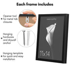 Americanflat 11X14 Picture Frame With Shatter-Resistant Glass - Soho Collection - Gallery Style Deep Molding Frame For Wall Disp