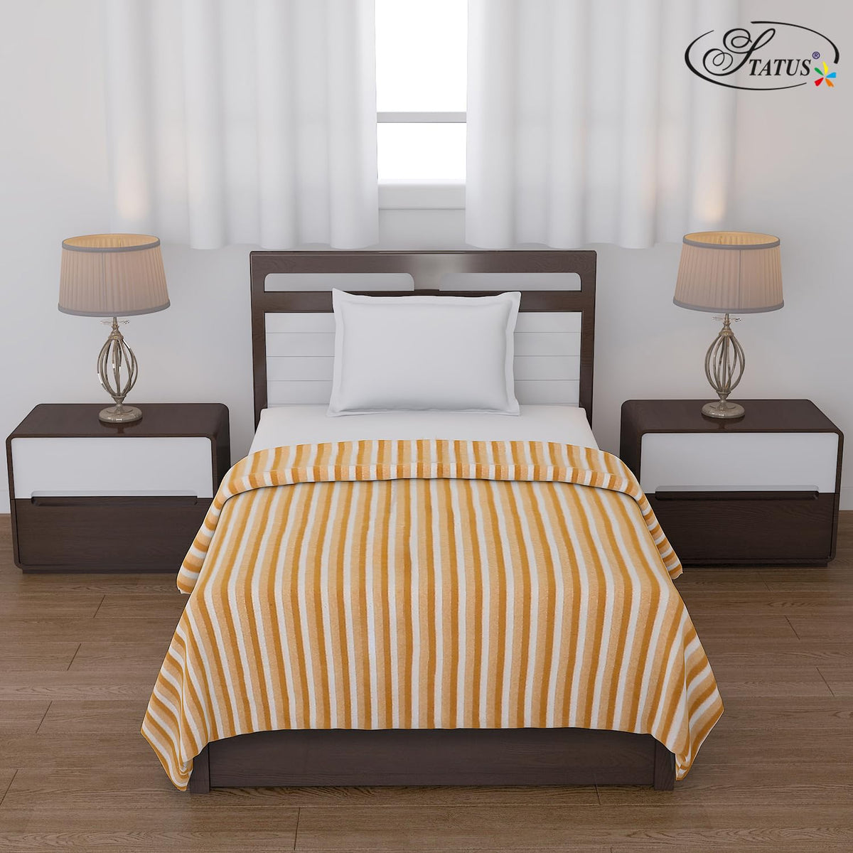 Status Contract All Season Multipurpose Polar Fleece/Summer AC Blanket/Single Bed Blanket/Light Weight Blanket (Yellow)
